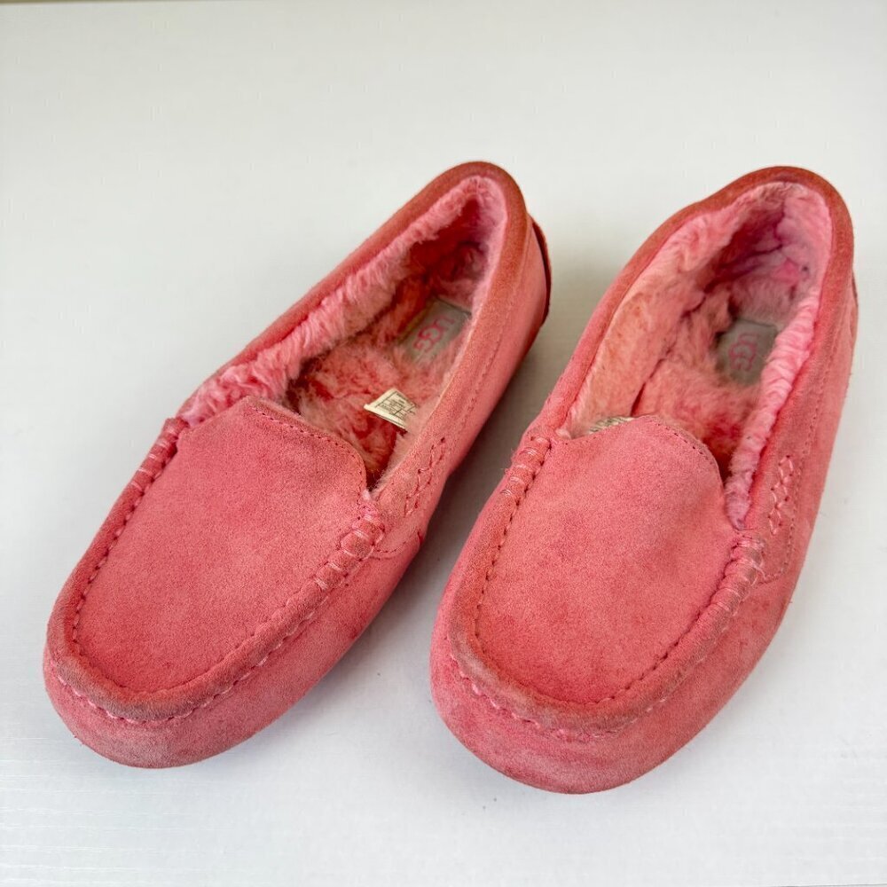 UGG Ansley Suede Moccasin Slipper Loafers Pink Blossom